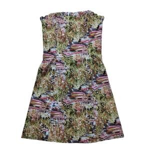 Vintage Robin Jordan Fit&Flare Sailboat Garden Green Print Strapless Dress Sz 6